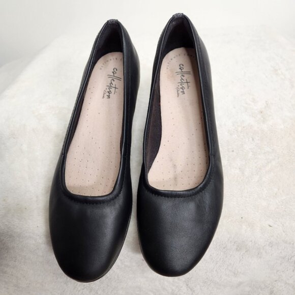 Clarks Collection Black Leather Gracelin Vail Ballet Flats Size 8 US/39 EU - Picture 3 of 10